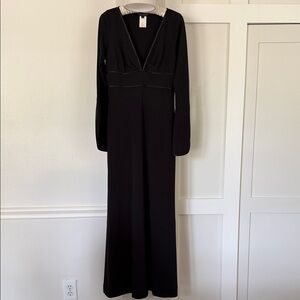 ABS Allen Schwartz Evening Long Black Empire V-Neck Women’s Dress size S/petit